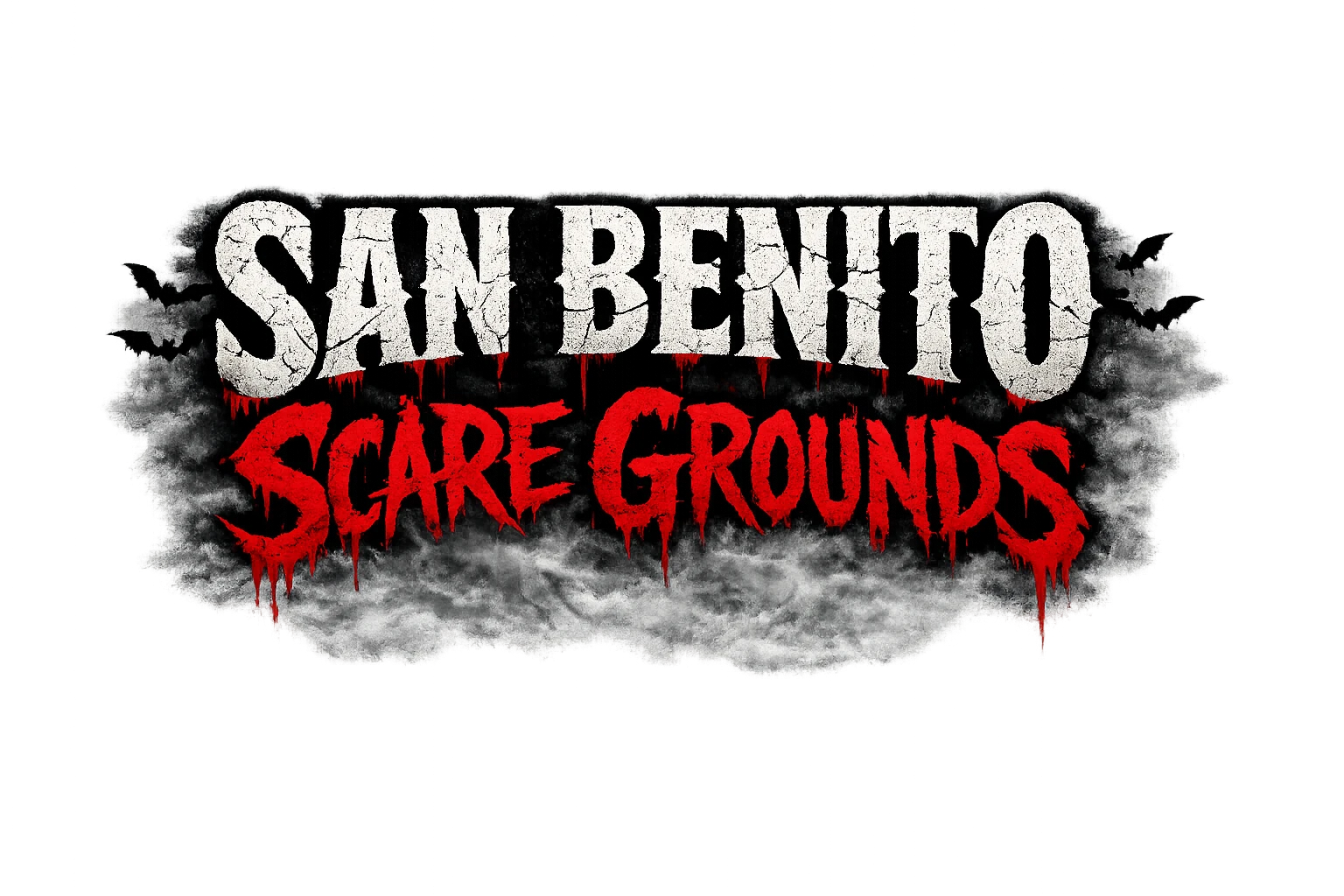 San Benito Scare Grounds - official event art with bats and fog
